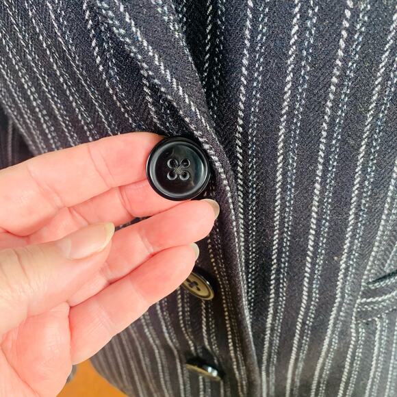 CAbi Size 4 Women's Pinstripe Blazer Jacket  Black White Leopard Lined Office - Picture 8 of 10